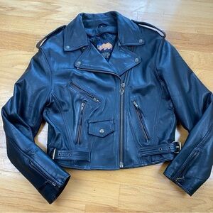 Easyriders Leather Motorcycle Jacket Medium Belted Moto Vintage 90s